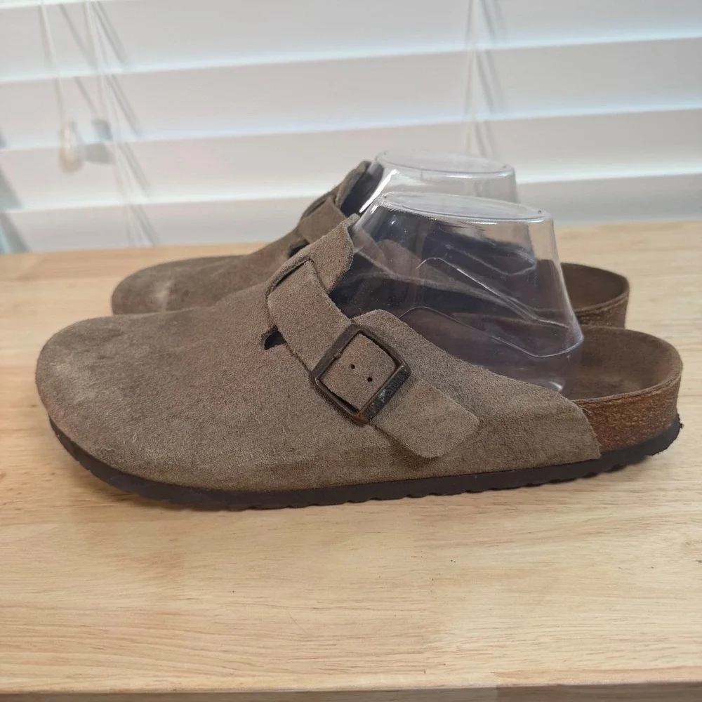Birkenstock Boston Soft Footbed Clogs Men's Taupe Suede Slip On Casual - 11 44